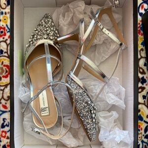 Silver Embellished Women's Heels Shoes Size 6.5